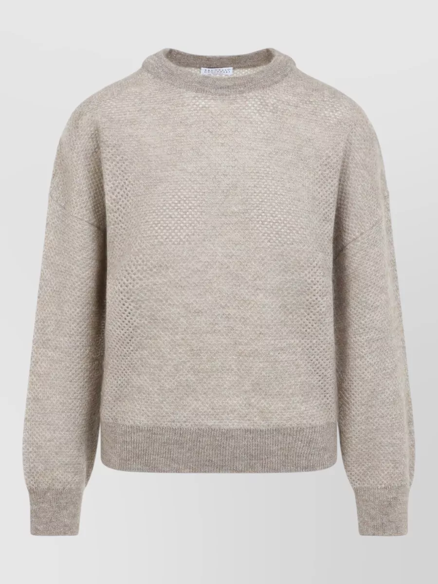 Brunello Cucinelli Metallic mohair waffle-knit short-sleeve sweater