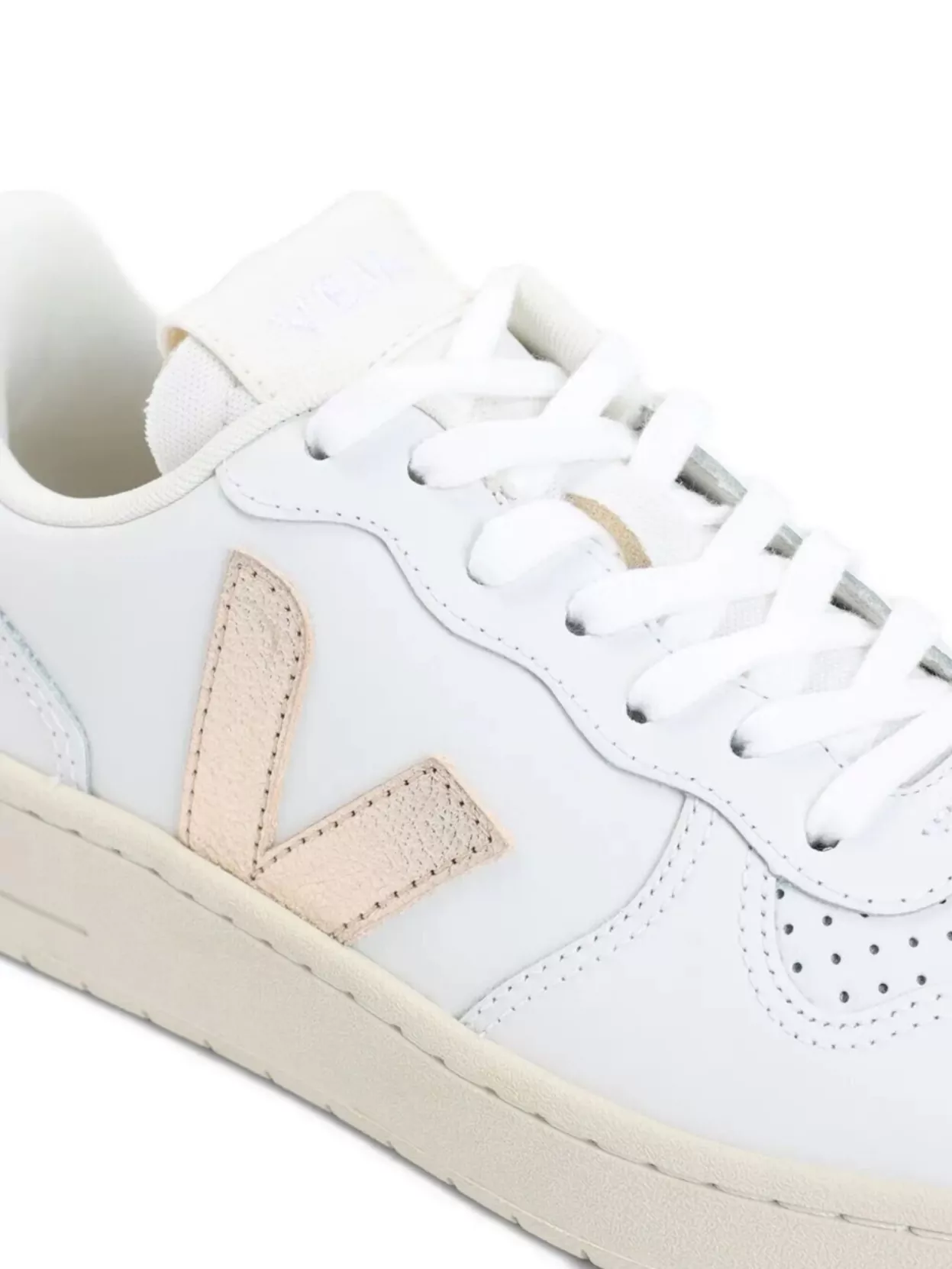Veja Leather Perforated Round Toe Rubber Sole Sneakers