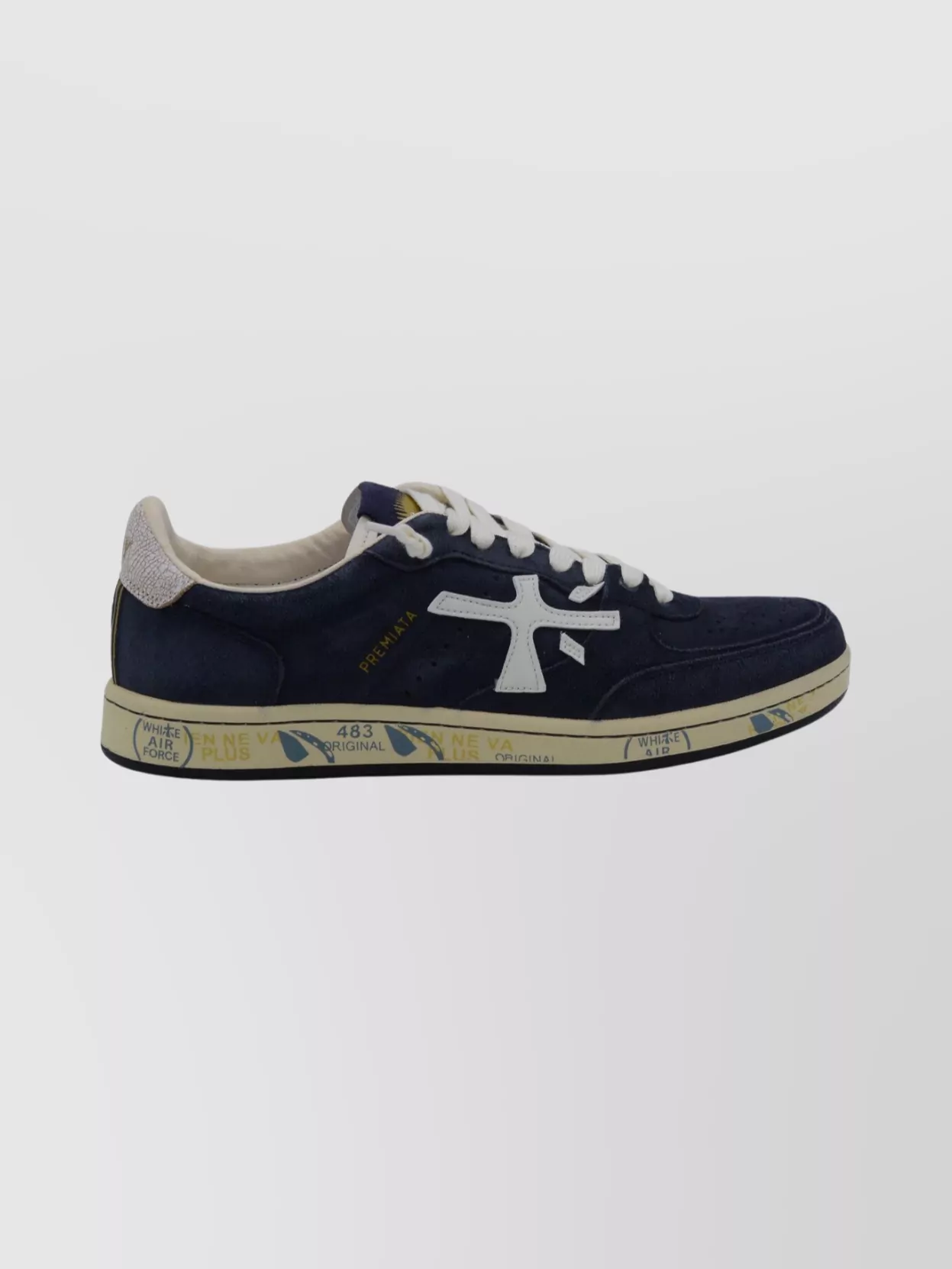Premiata Casual Sneakers With Contrast Sole And Perforated Detailing