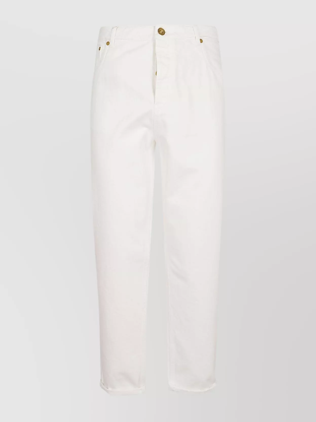 Shop Brunello Cucinelli Denim Trousers With Belt Loops And Back Patch Pockets In White