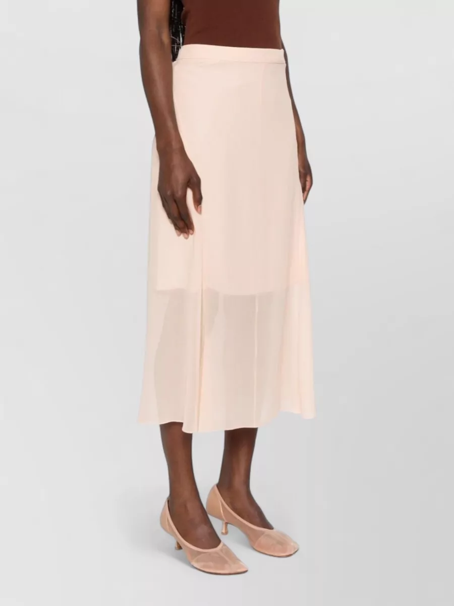 Mugler Silk Sheer Paneled Midi A-Line Skirt