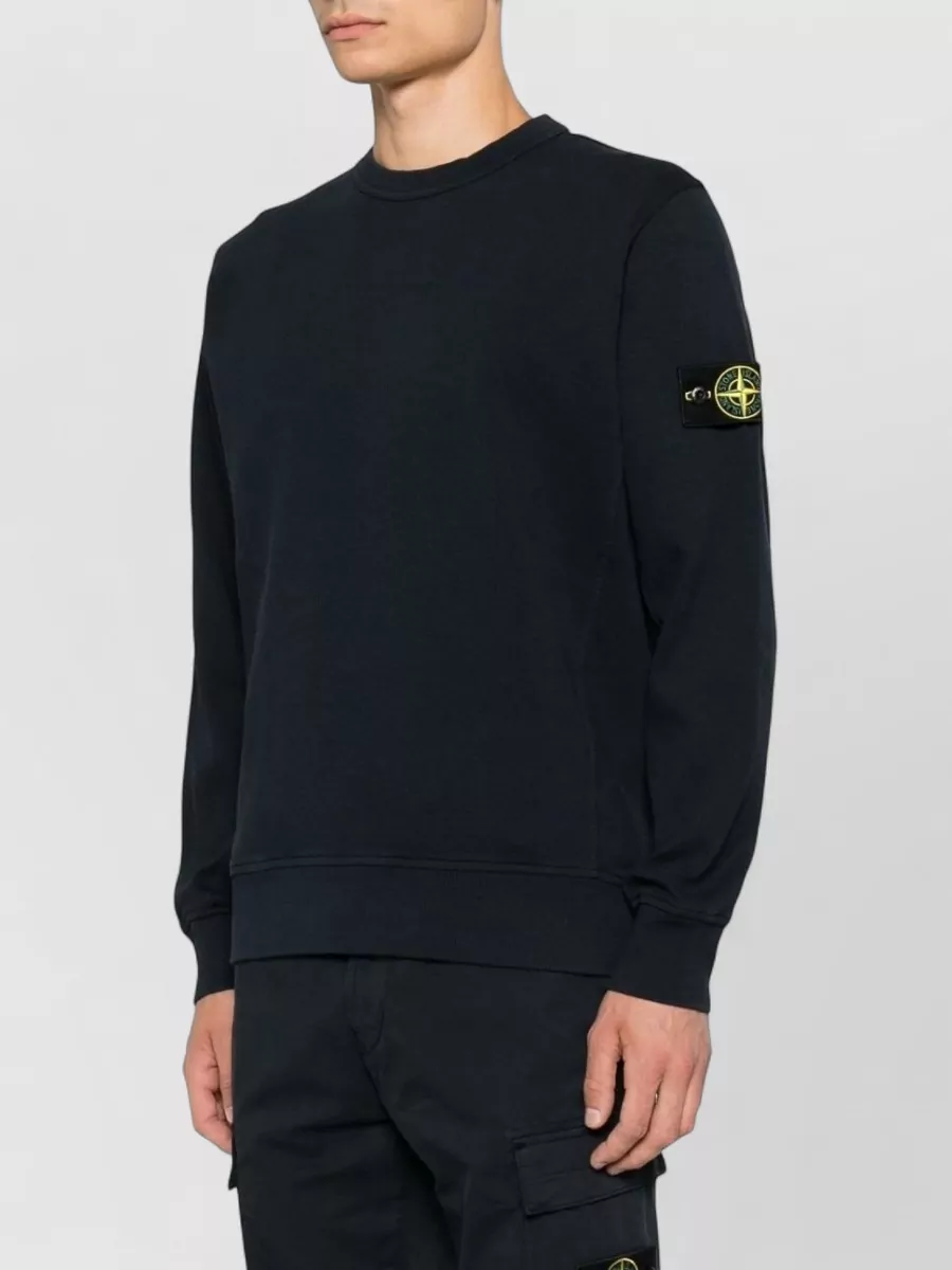 Stone Island Cotton Ribbed Crew Neck Long-Sleeve Sweatshirt