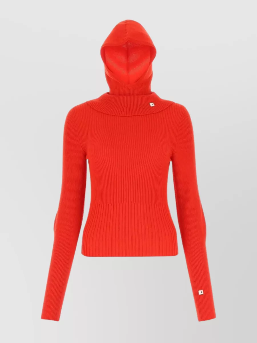 Shop Low Classic Textured Hooded Knit Sweater In Red