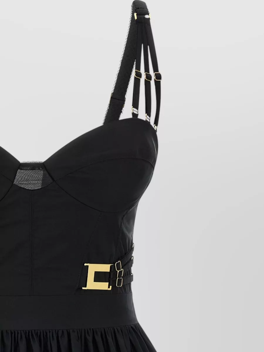Elisabetta Franchi Corset Dress Fitted Bodice Gathered Skirt