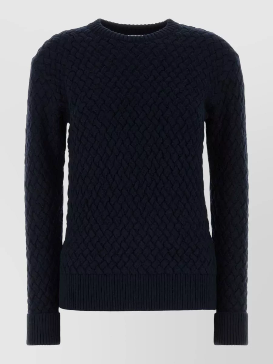 Bottega Veneta wool ribbed intrecciato crew neck sweater