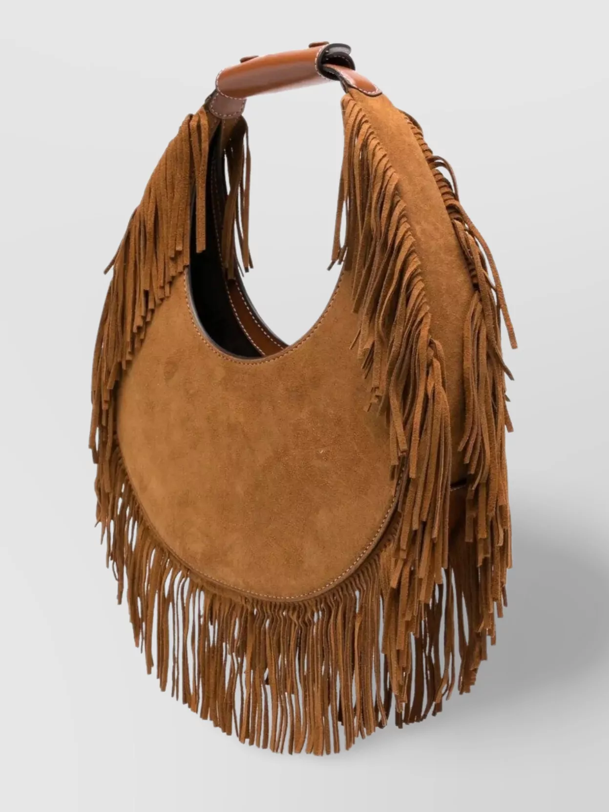 Staud Round Shape Suede Fringe Tote Bag