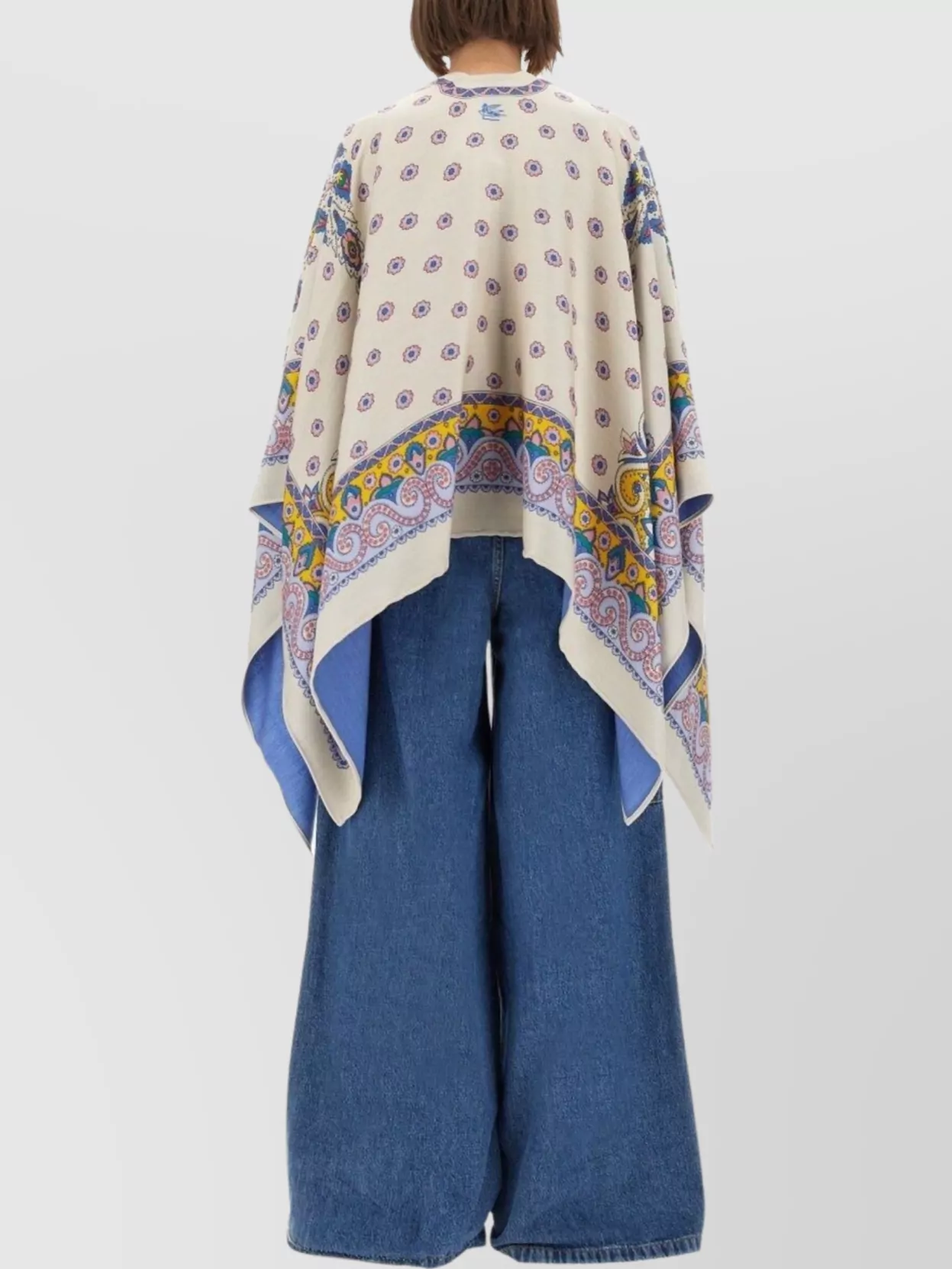 Etro Draped Daisy Cape Wide Sleeves