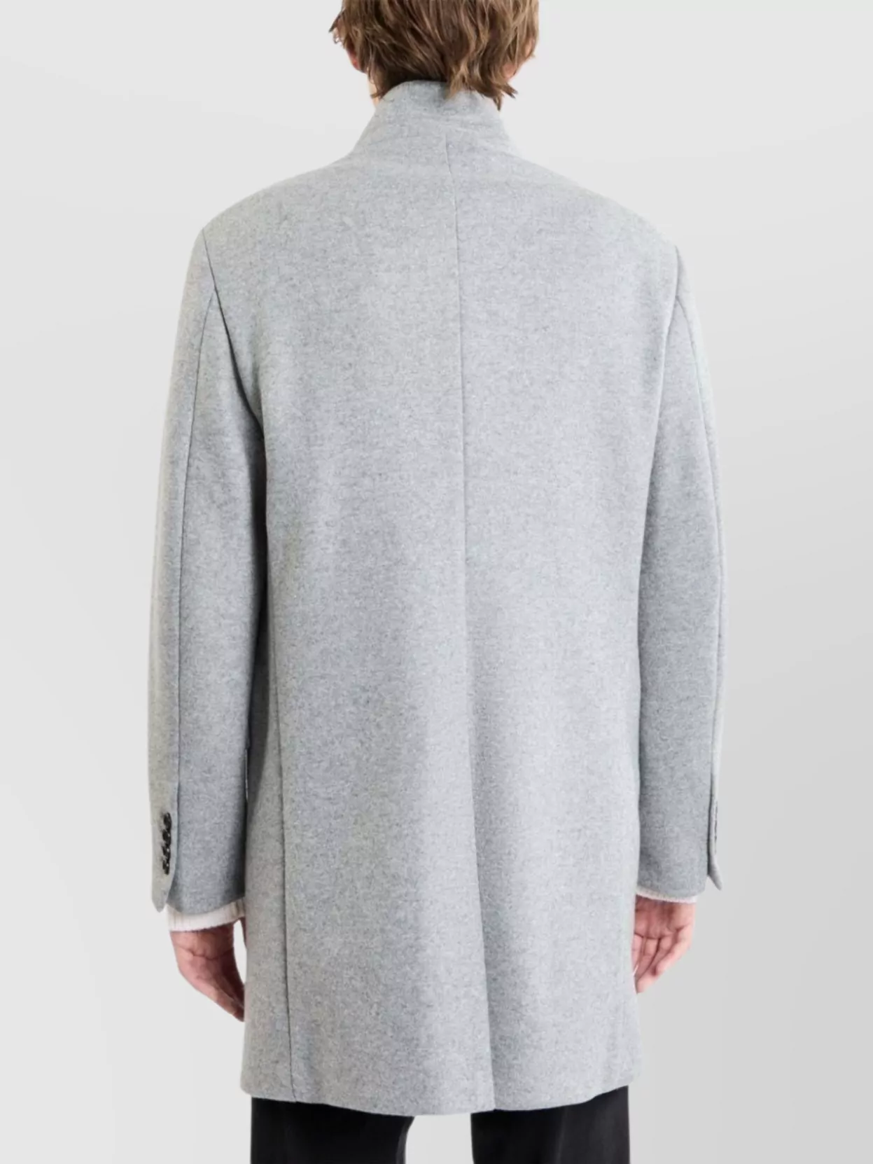 Fay Light Grey Yarn-dyed Wool Blend Fabric Coat In White
