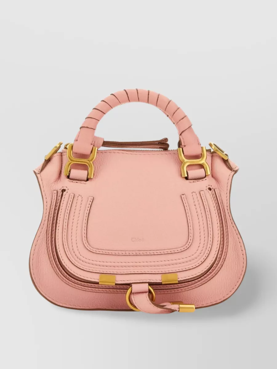 Shop Chloé Small Leather Marcie Bag With Detachable Strap In Cream
