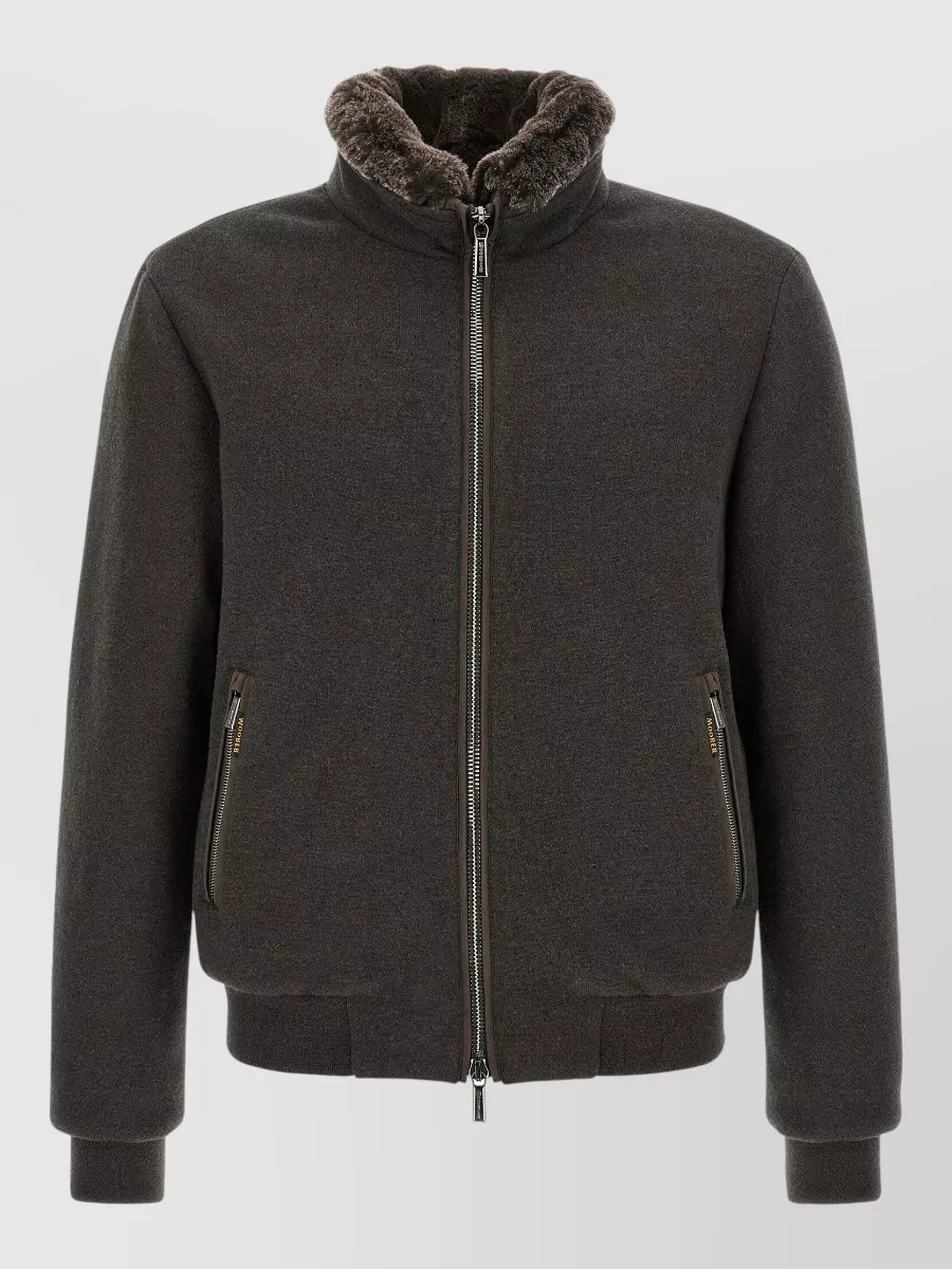 Moorer wool cashmere quilted bomber jacket