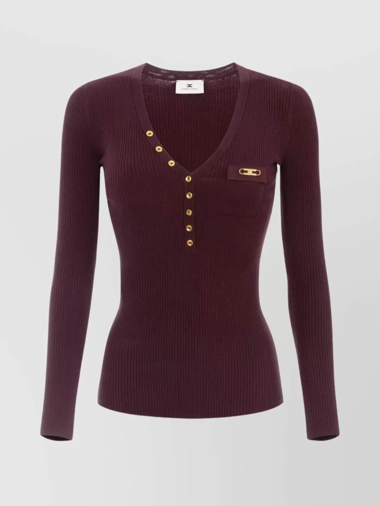 Elisabetta Franchi ribbed v-neck short-sleeve knitted top