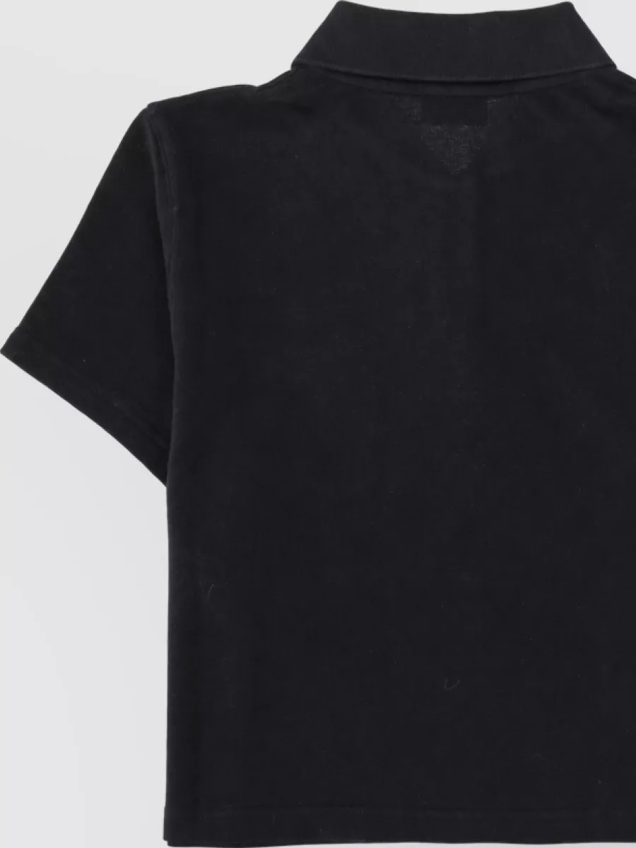 Saint Laurent Cotton Piqué Cropped Polo Shirt