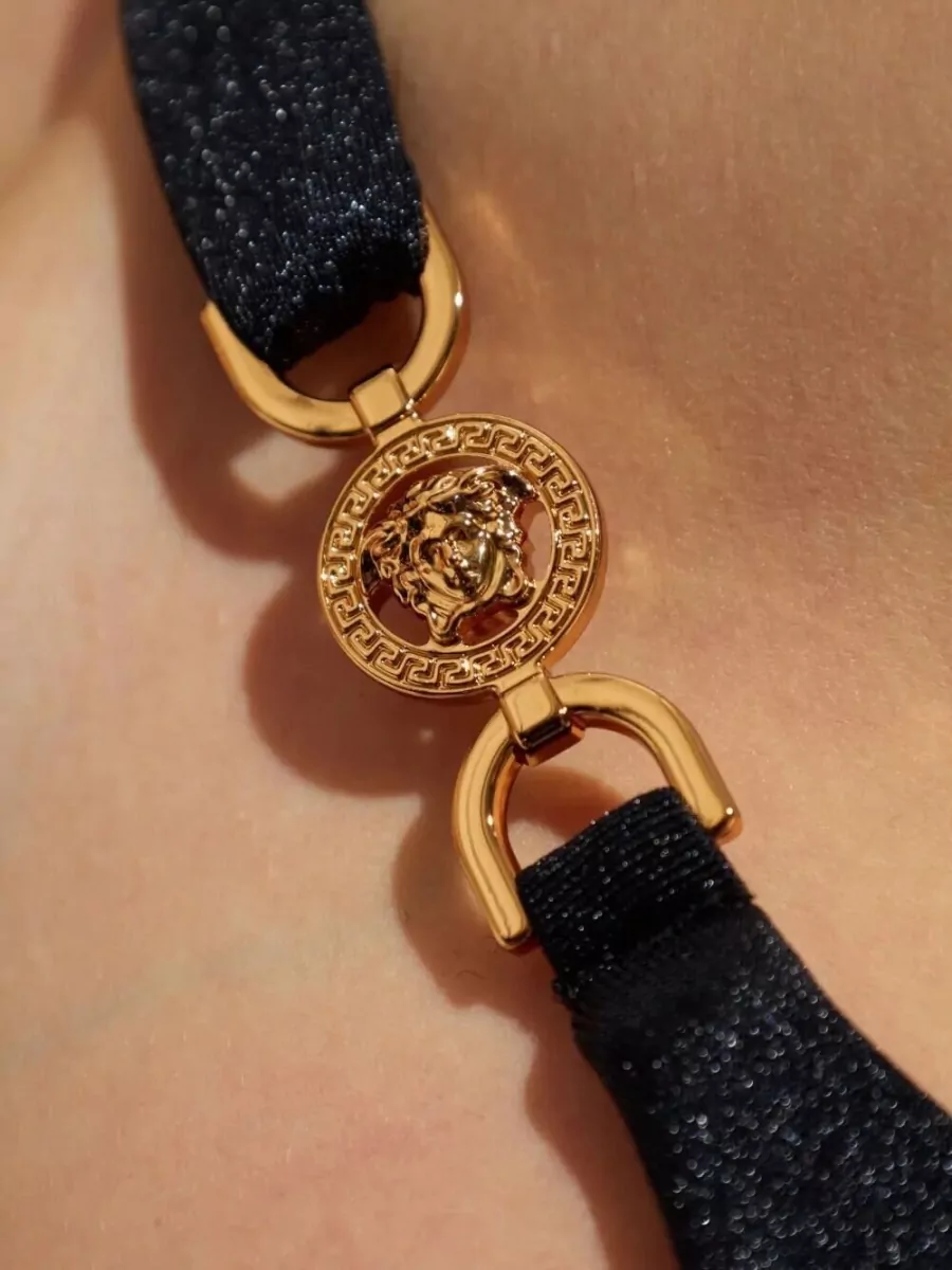 Versace Lycra One Piece Swimsuit Scoop Neckline