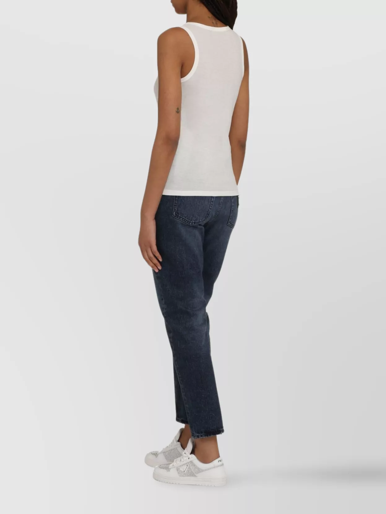 Jil Sander Ribbed Edges Scoop Neck Sleeveless Cotton Top