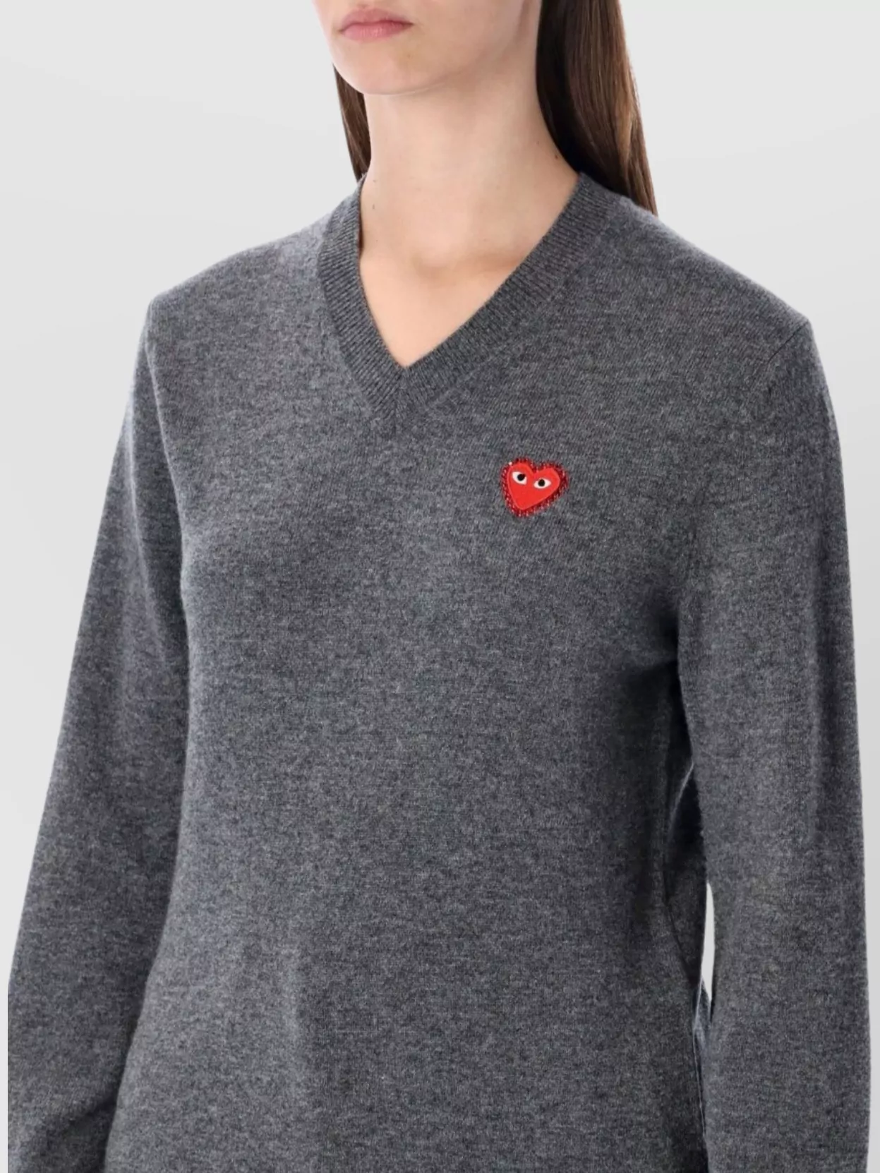 Comme Des Garçons Play Heart Design V Neck Long Sleeve Top