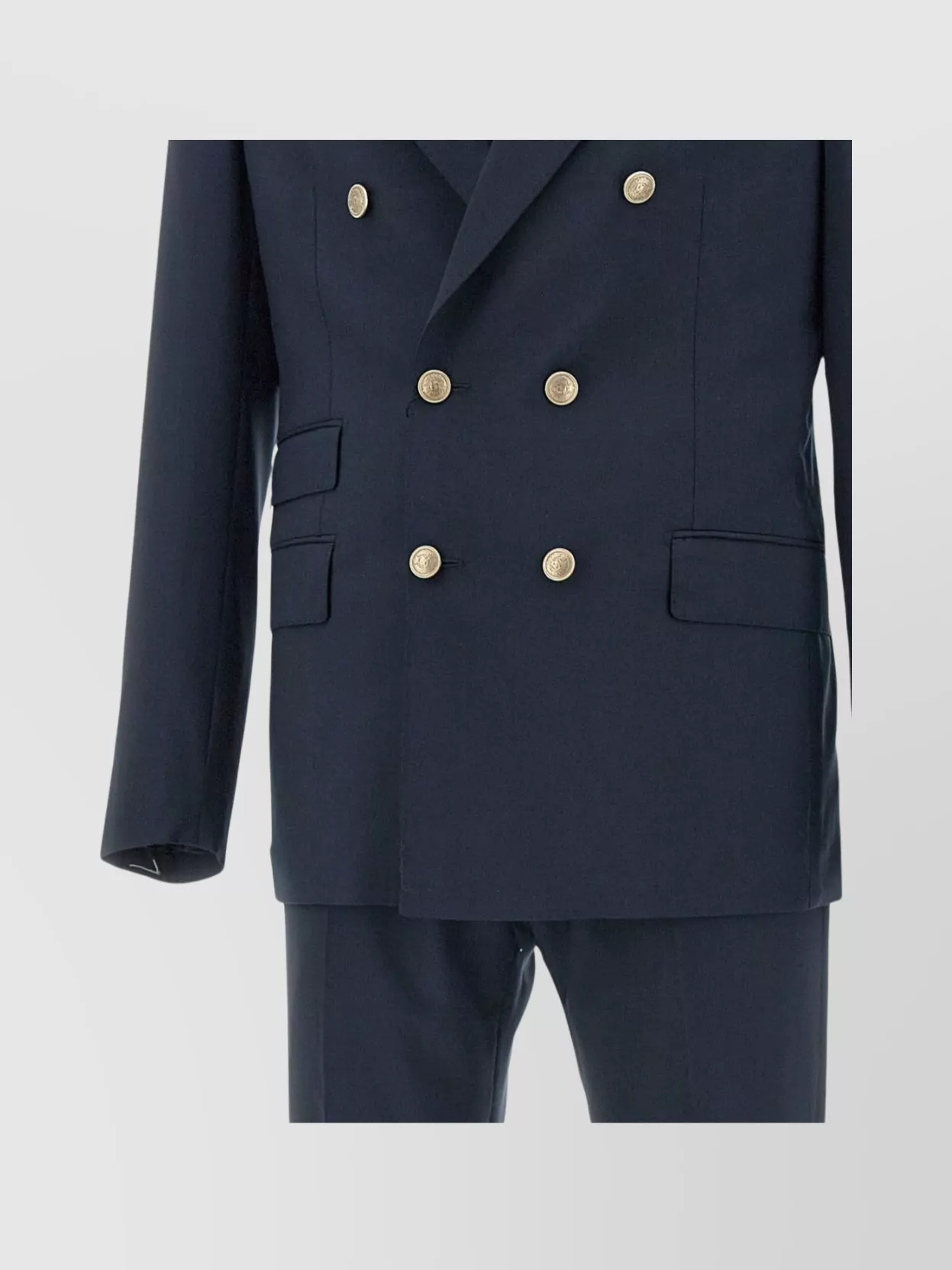 Eleventy Blue Double-breasted Suit With Peak Revers And Jewel Buttons In Wool Stretch Man
