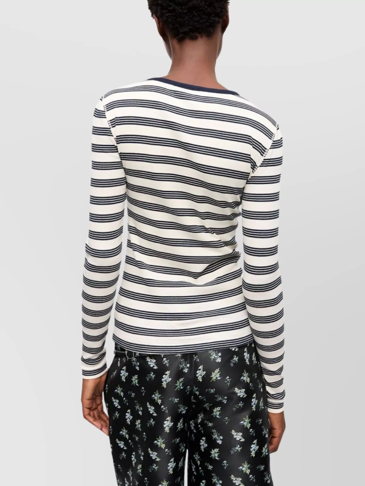 Ganni Striped Organic Cotton Long Sleeve Top