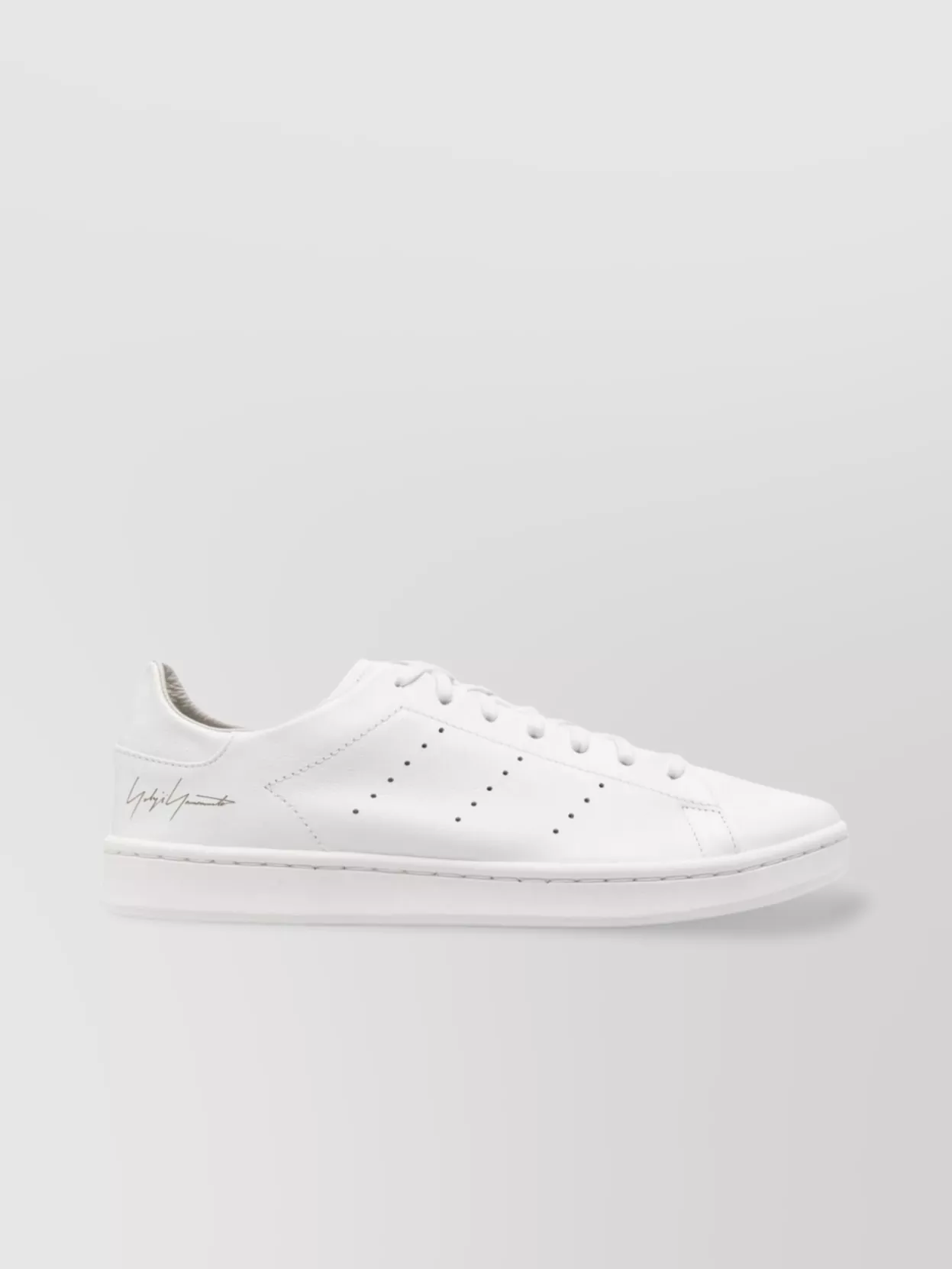 Y-3 White Leather Sneakers With Rounded Toe And Lace-up Closure