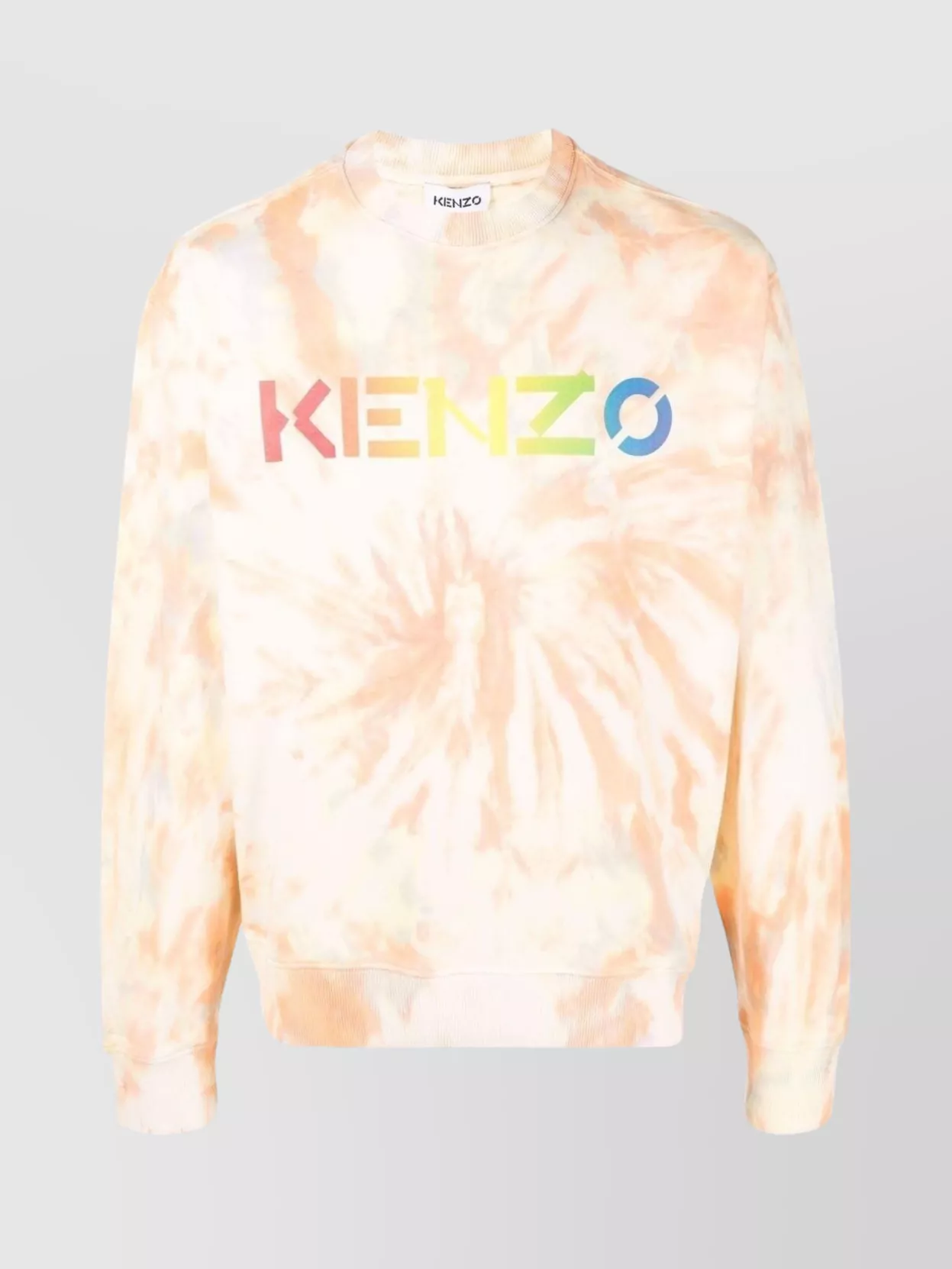 Shop Kenzo Ribbed Crewneck Sweater With Long Sleeves In Cream