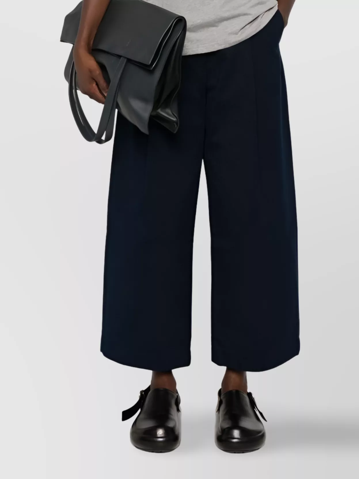 Studio Nicholson High-waisted Wide-leg Cotton Trousers In Black