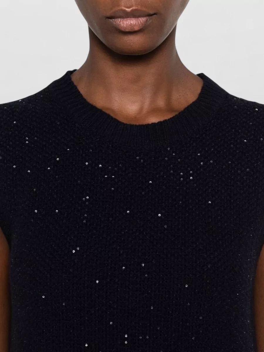 Fabiana Filippi Wool Blend Sleeveless Ribbed Knitted Dress