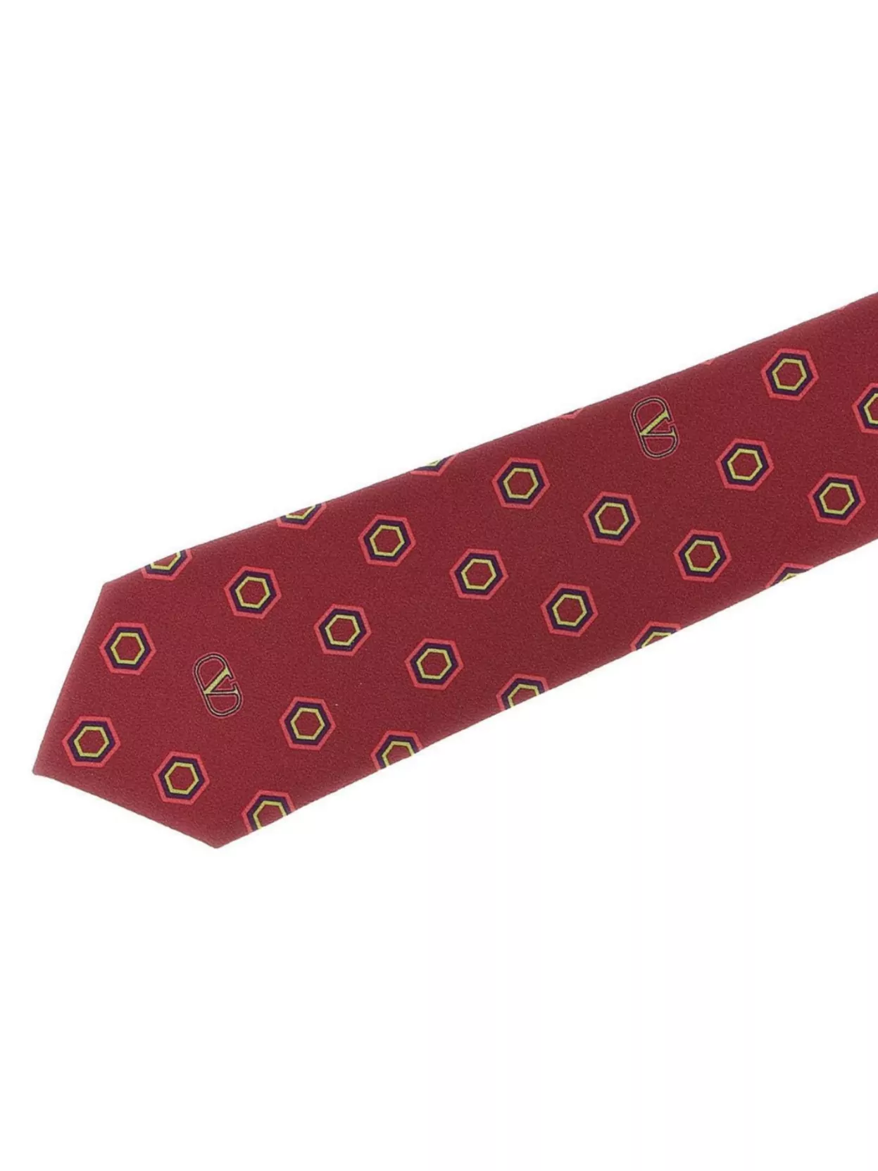 Valentino Garavani Silk Tie With Hexagonal Pattern Slim Design