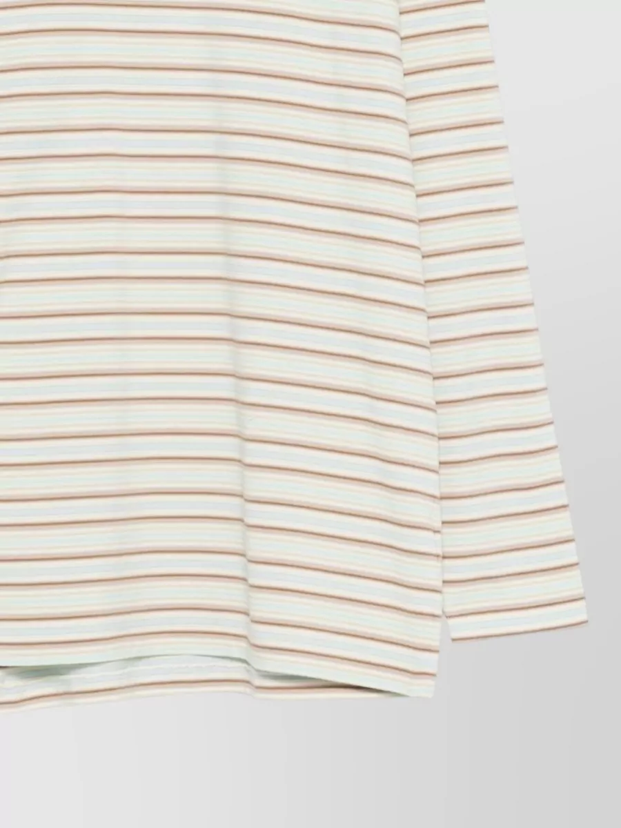 Auralee Cotton Striped Crew Neck Long Sleeve Shirt