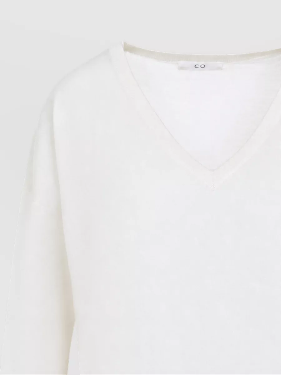Co Cashmere Ribbed V-Neck Sweater