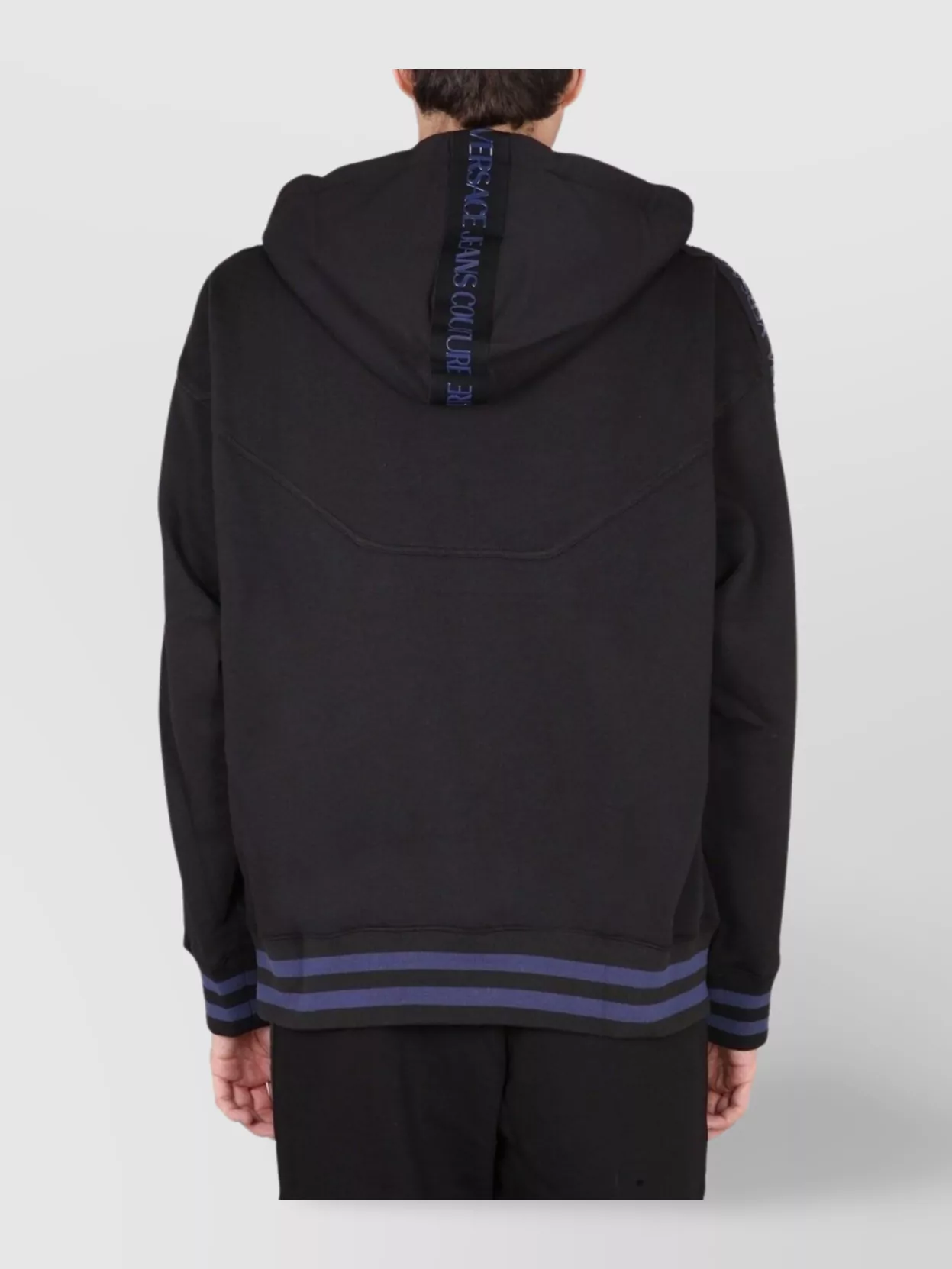 Shop Versace Jeans Couture Drawstring Hood Ribbed Cuffs Hem