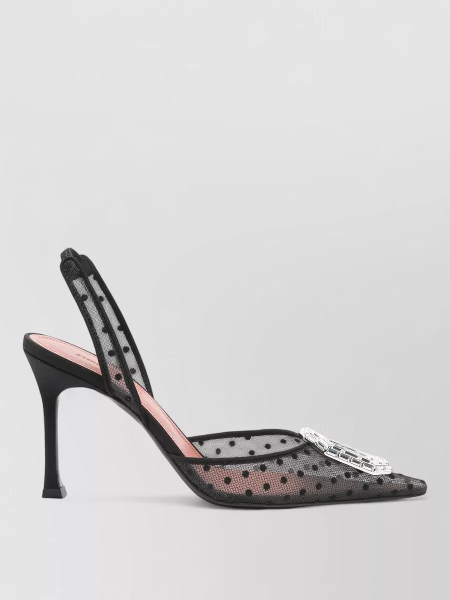Amina Muaddi Polka-Dot Lace Slingback Pumps