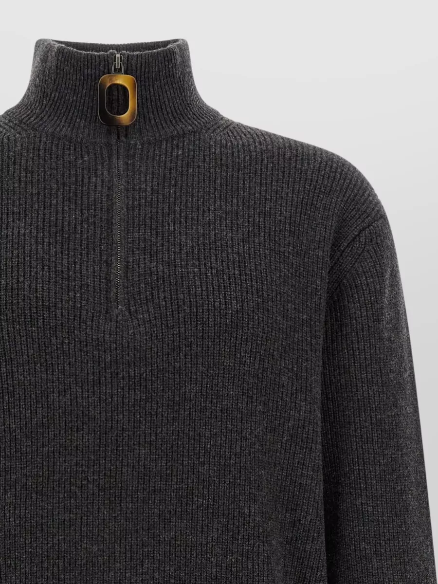 Jw Anderson Ribbed Half-Zip Wool-Cotton Sweater