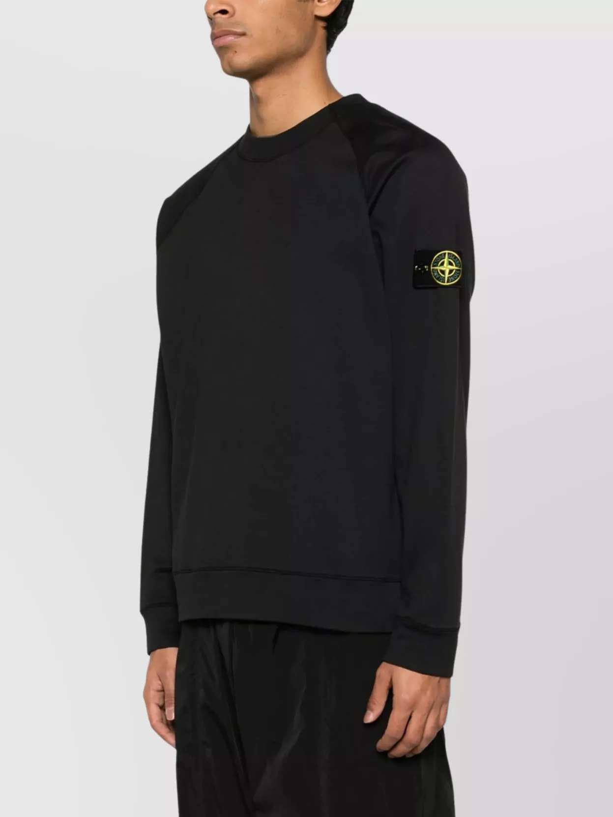 Shop Stone Island Sleeve Badge Crew Neck Sweater