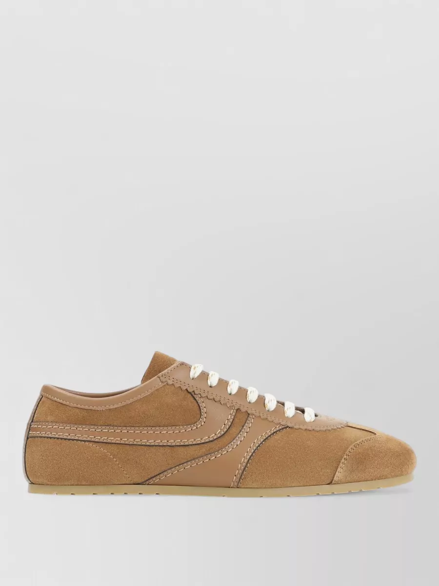 Dries Van Noten Leather Suede Low-Top Sneakers