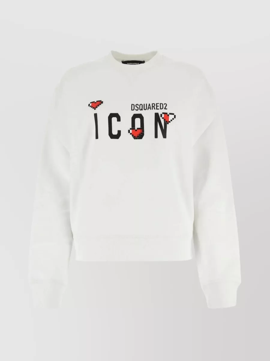 Shop Dsquared2 Icon Cotton Crew-neck Sweatshirt With Unique Chest Patches In Black