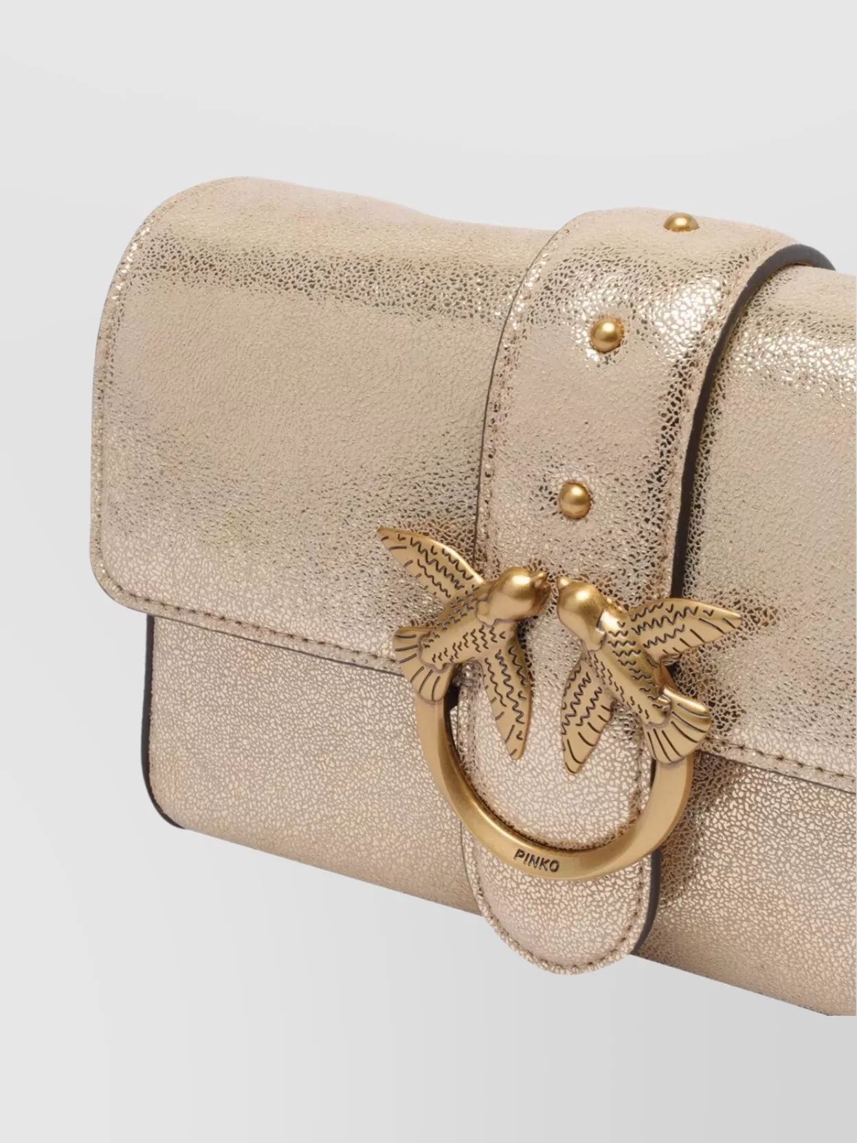 Pinko Bird Chain Glitter Metallic Crossbody Bag