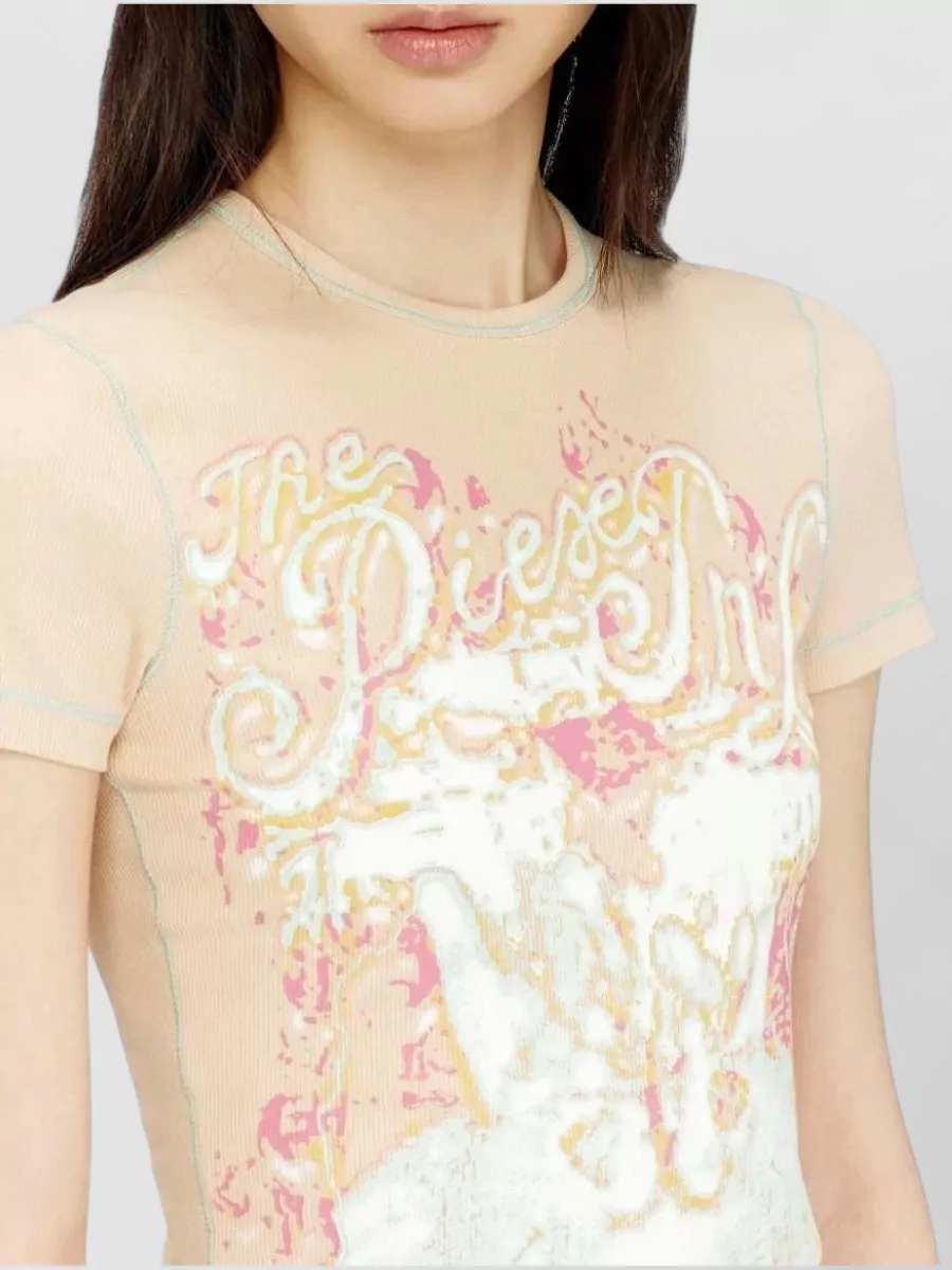Diesel Ribbed Printed Short-Sleeve T-Shirt
