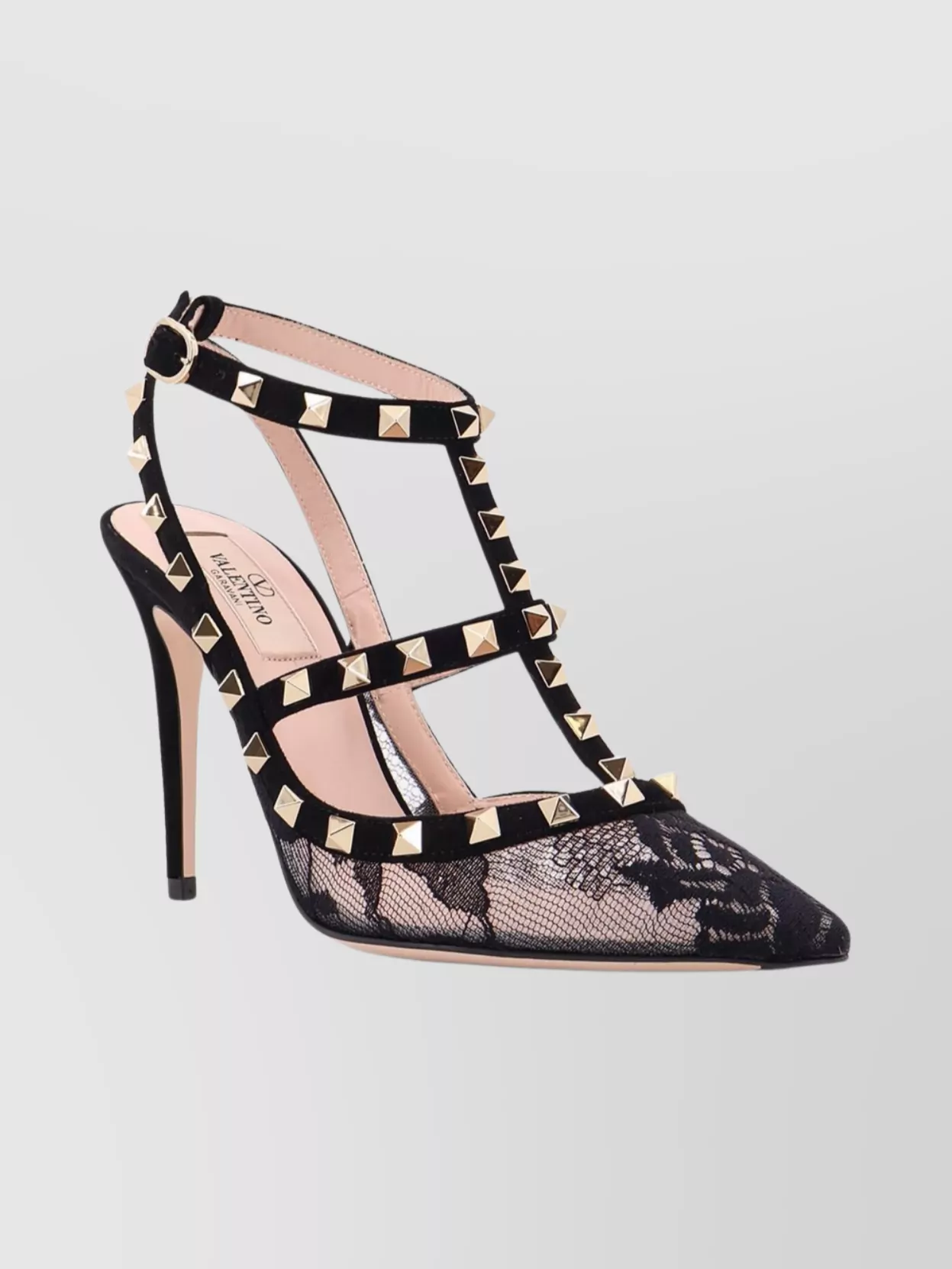 Valentino Garavani Chic Pumps With Lace And Studded Straps In Black