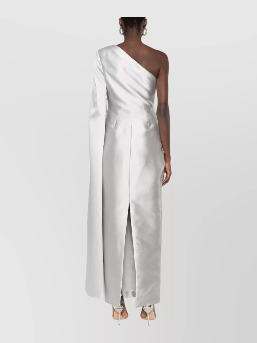 Solace London Silver One-Shoulder Sleeveless Maxi Gown