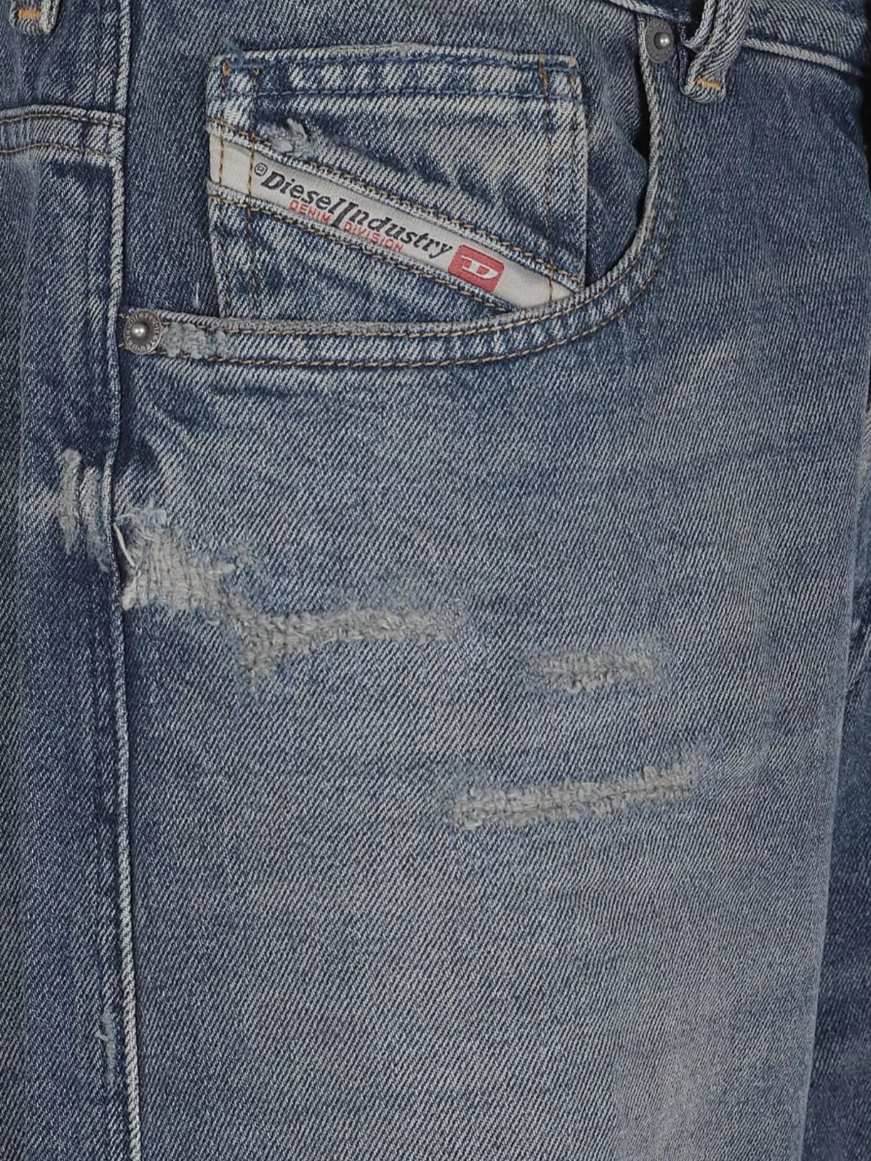 Diesel Cropped Wide Leg Trousers With Ripped Features In Blue
