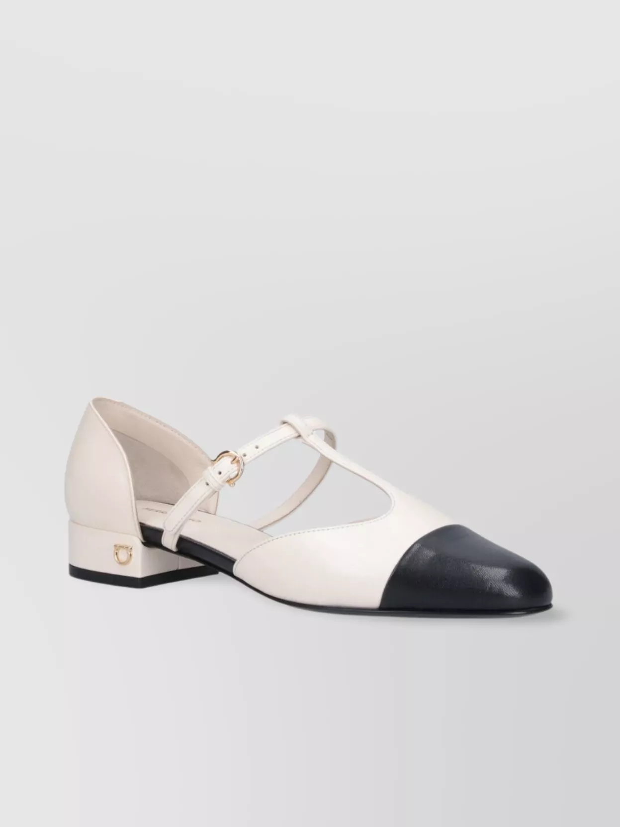 Ferragamo Block Heel T-Bar Strap Ballerina Shoes