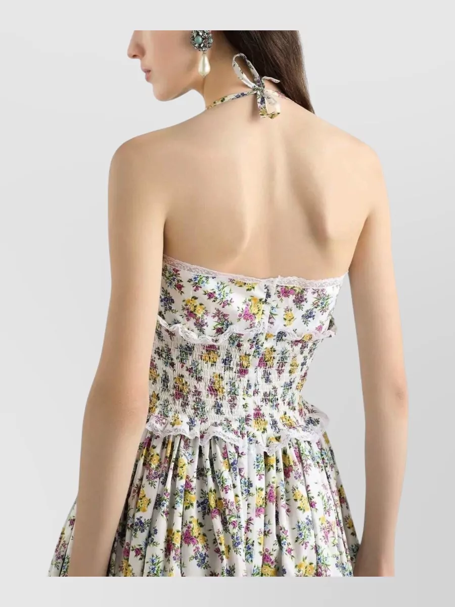 Dolce&Gabbana Floral-Print Ruffled Open-Back Maxi Dress