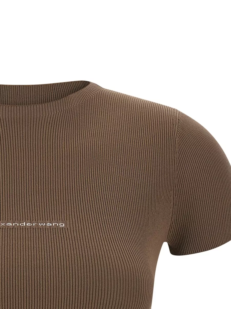 Alexander Wang Ribbed Short-Sleeve Knit Top