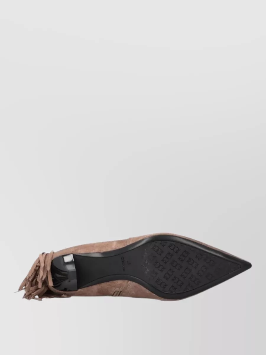 Pinko Suede Leather Fringed Ankle Boots