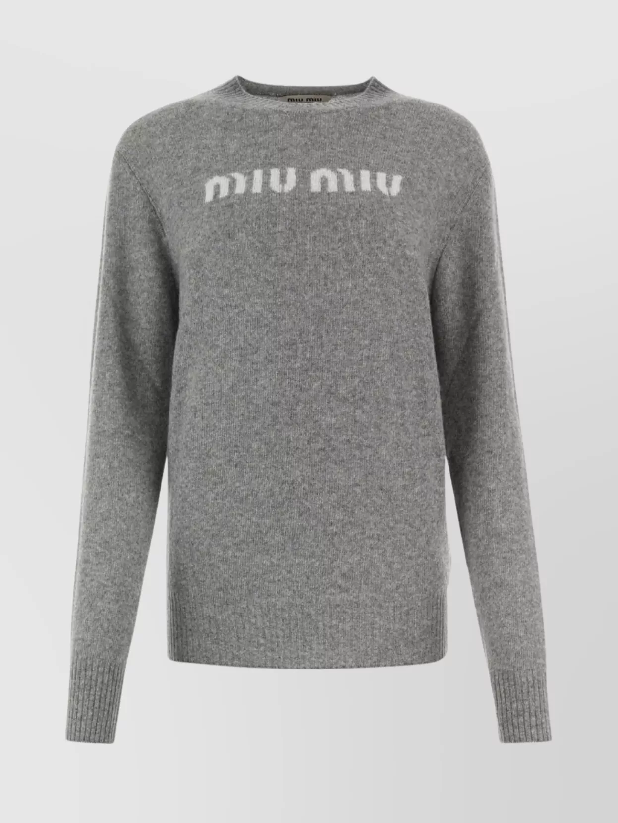 Shop Miu Miu Crew Neck Wool Blend Sweater