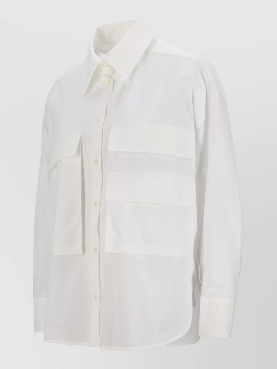 Parosh Shirt Collared Neck Long Sleeves Pockets