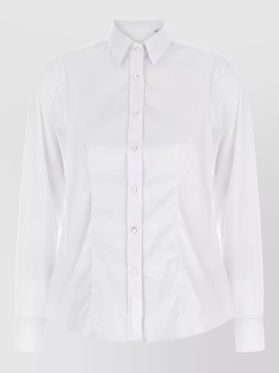 Xacus Sara Tailored Shirt Long Sleeve Collar In White
