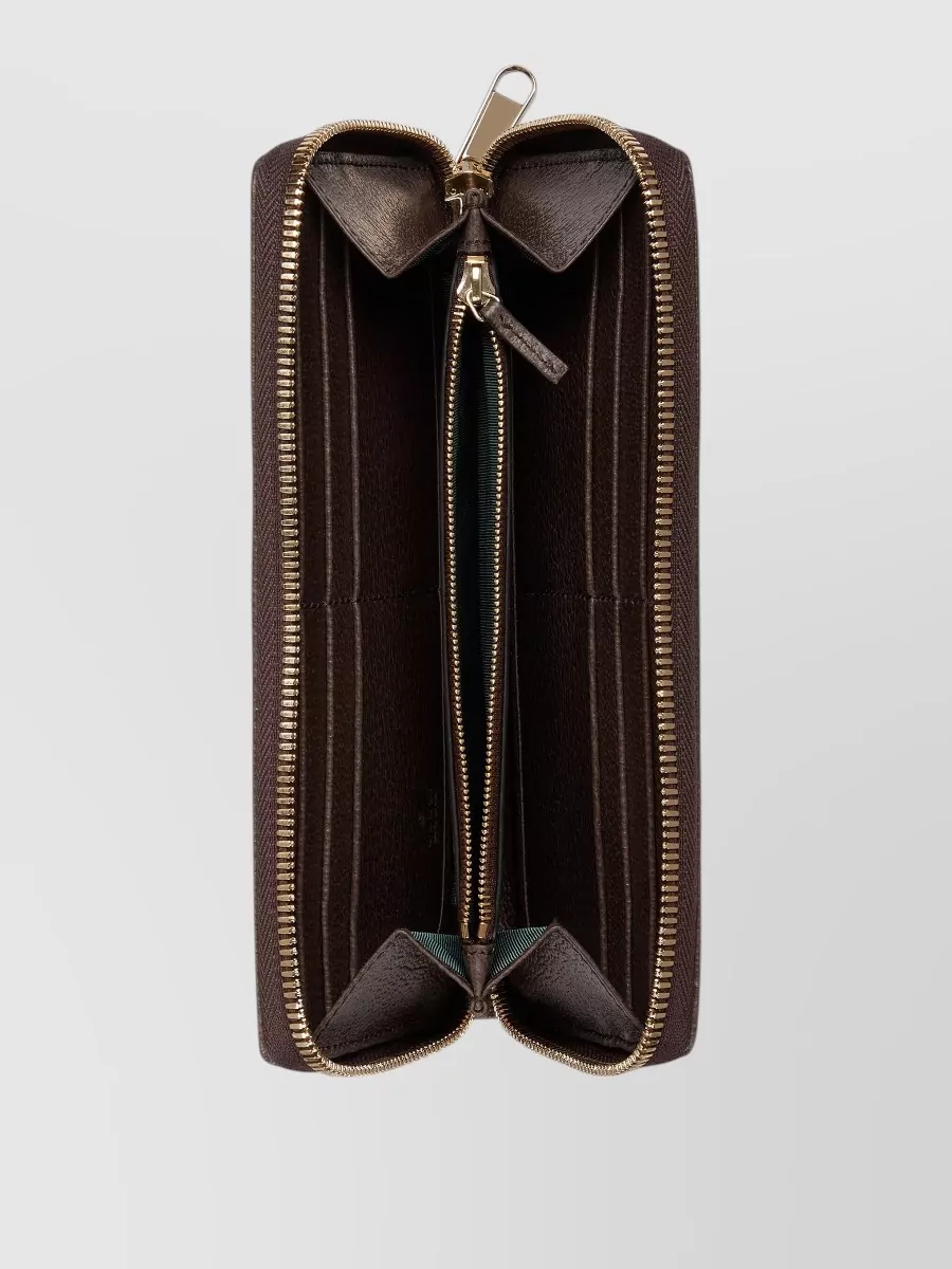Gucci Signature Stripe Small Leather Zip Cardholder