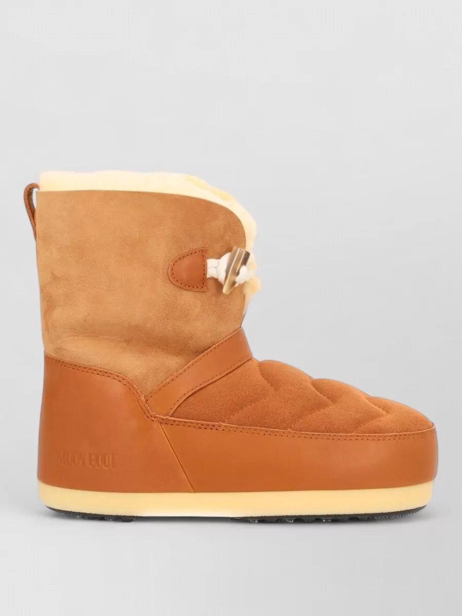 Moon Boot Leather Shearling Slippers