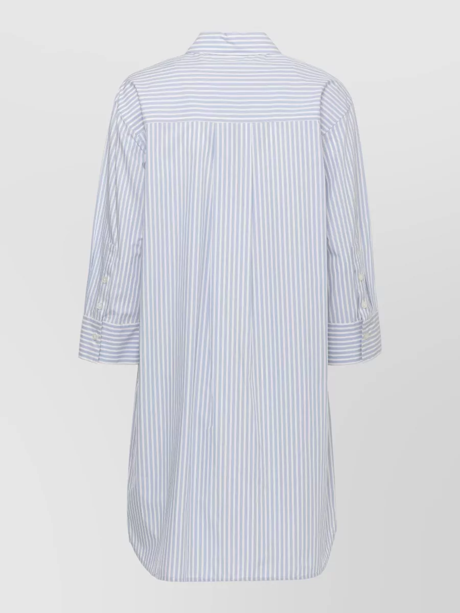 Woolrich Striped Embroidered Cotton Knee-Length Shirt Dress