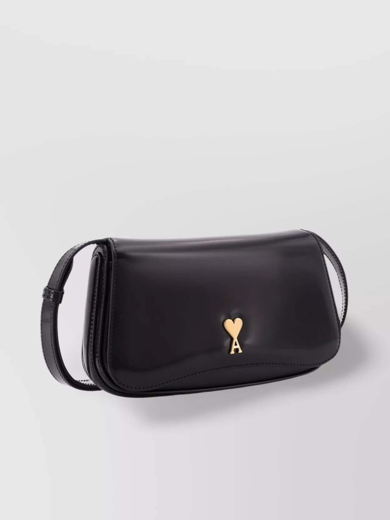 Ami Paris Adjustable Leather Shoulder Bag With Gold-Tone Hardware